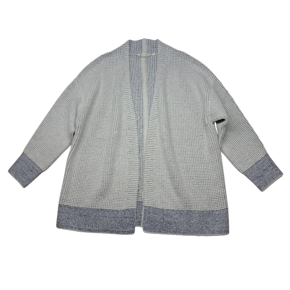 Soft‎ Surroundings Caressa Cardigan Womens 1X Gray Blue Open Front Waffle Cozy